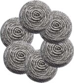6-Pack Heavy Duty Steel Wool Scrubbers for Dishes, Pots & Grills | Flexible Cleaning Pads