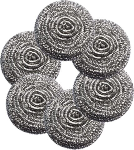 6-Pack Heavy Duty Steel Wool Scrubbers for Dishes, Pots & Grills | Flexible Cleaning Pads