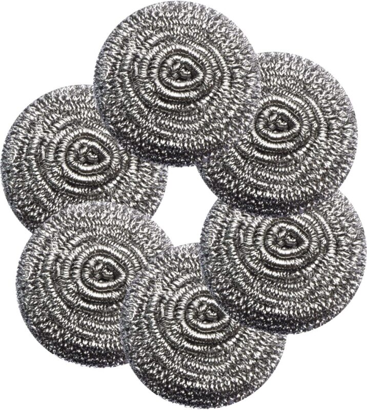 6-Pack Heavy Duty Steel Wool Scrubbers for Dishes, Pots & Grills | Flexible Cleaning Pads